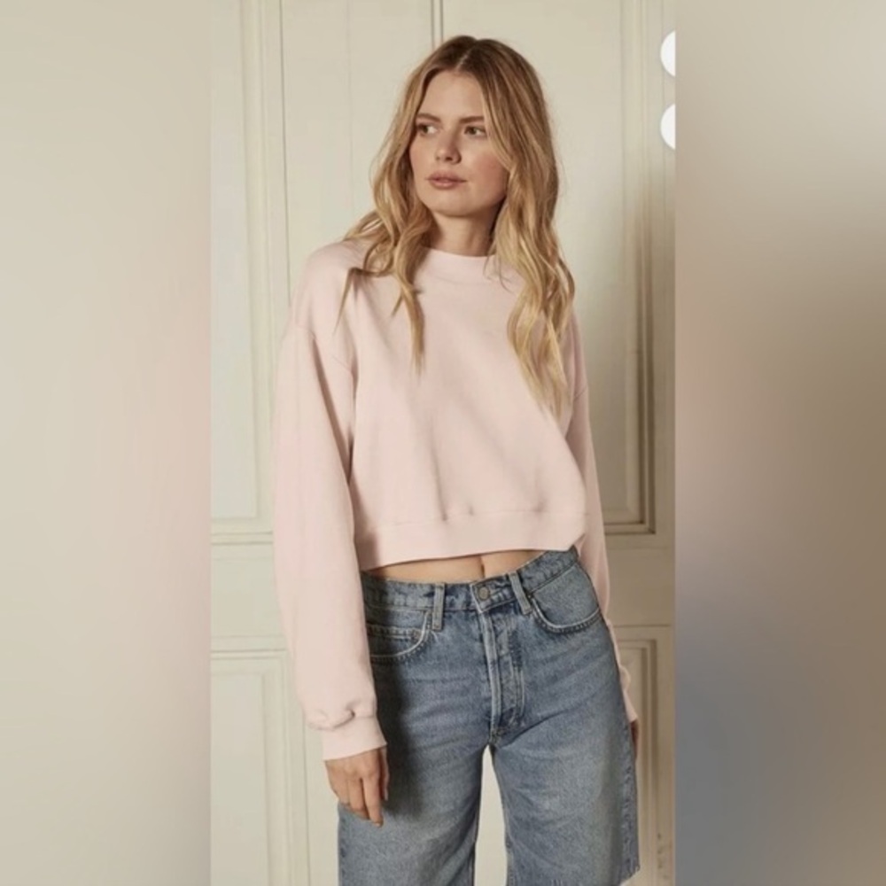 NWT Boyish Jeans The Joni Cropped Sweater in Crystal Pink
